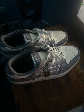 AMIRI White and Gray Low-Top Sneakers